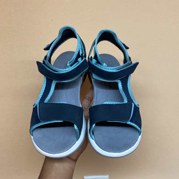 Clarks Women’s Wave 2.0 Skip Sandals Navy Nubuck - Picture 12 of 17